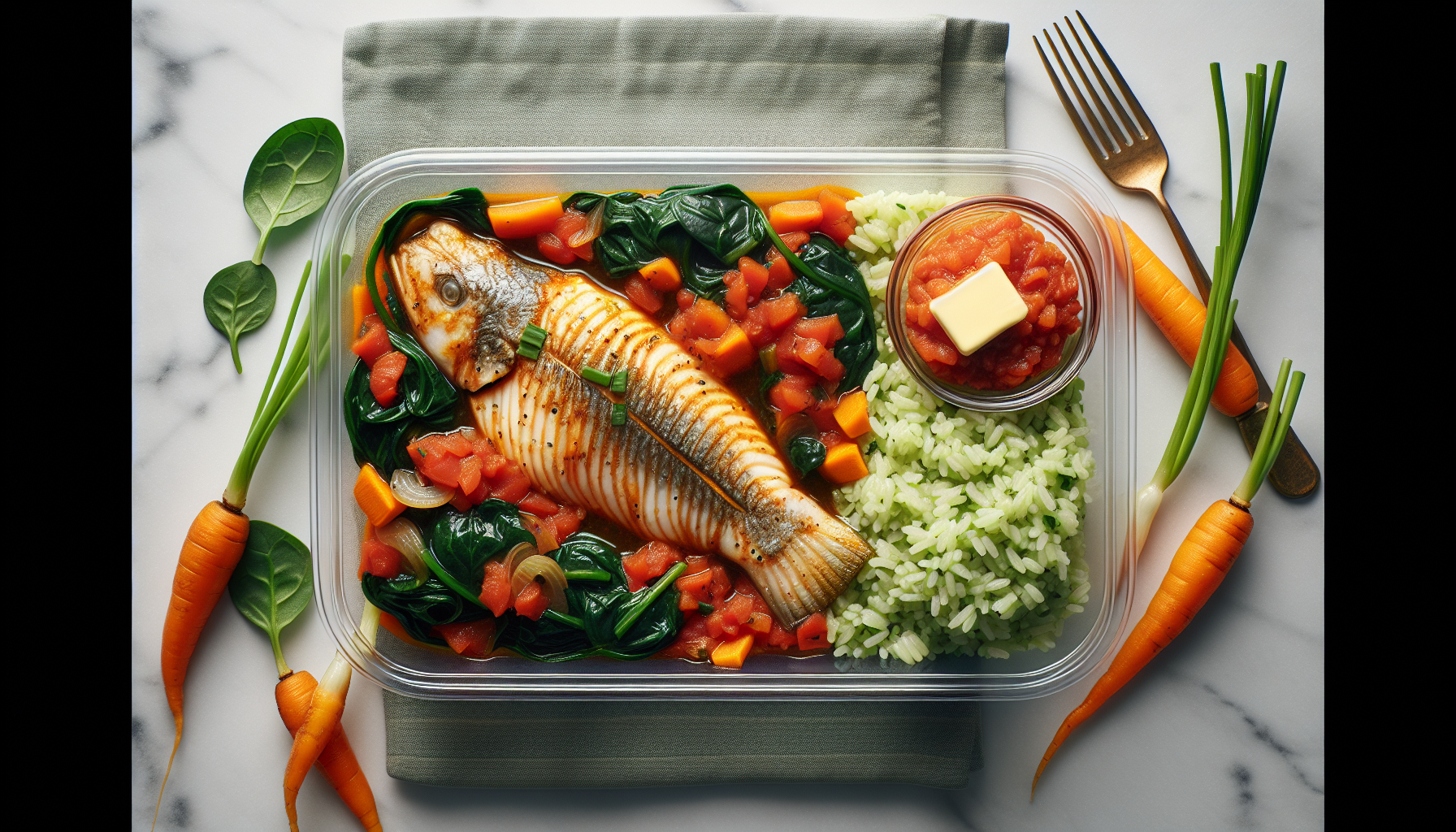 Tilapia Guisada + Arroz Verde